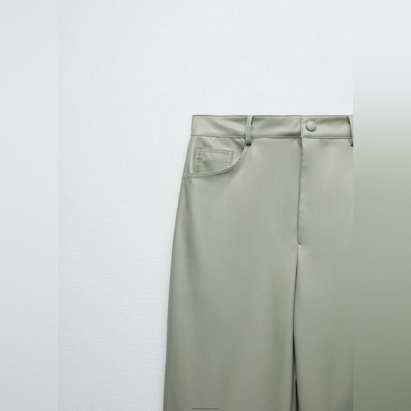 NWOT ZARA FAUX LEATHER STRAIGHT LEG PANTS - Picture 3 of 9